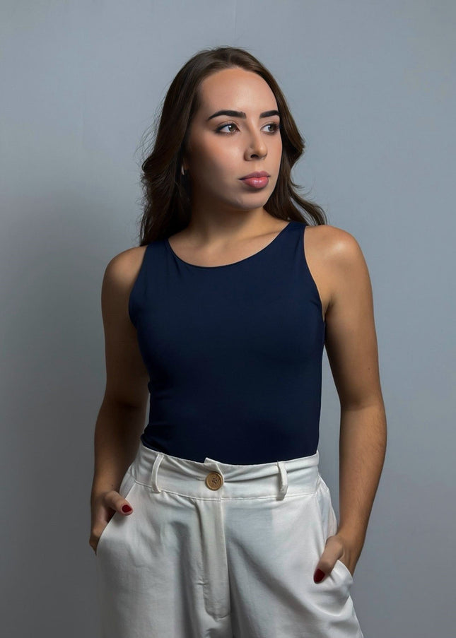 Body Decote Nadador Azul Marinho