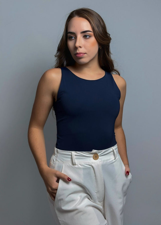 Body Decote Nadador Azul Marinho