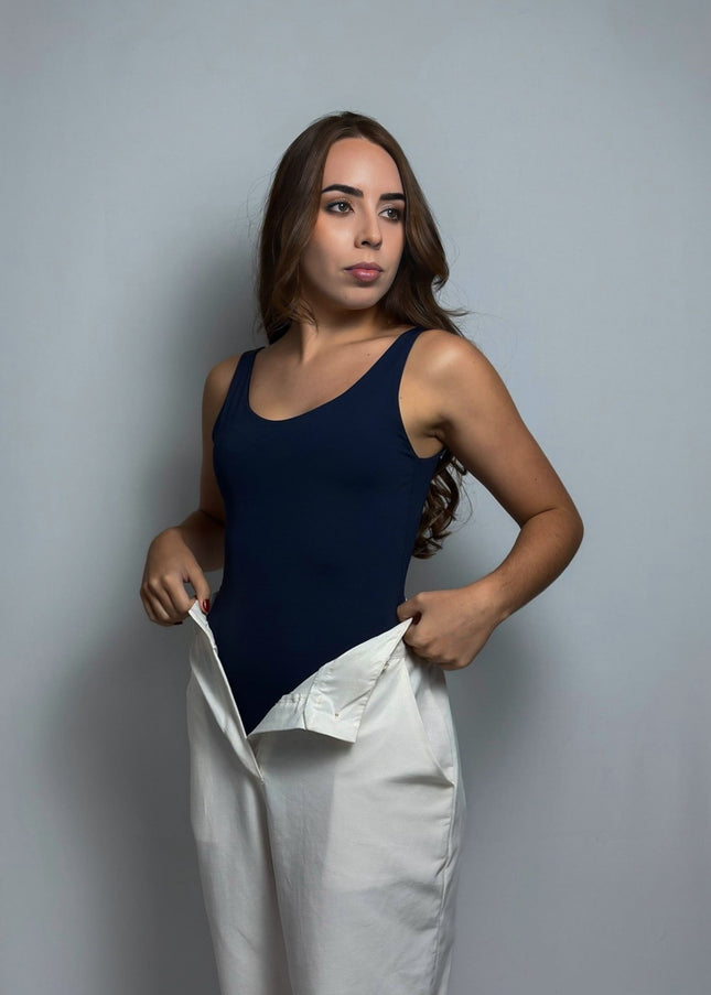 Body Decote Regata Azul Marinho